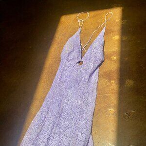 Long Elegant Vintage Beaded Alyce Designs in Periwinkle Lavender S/M